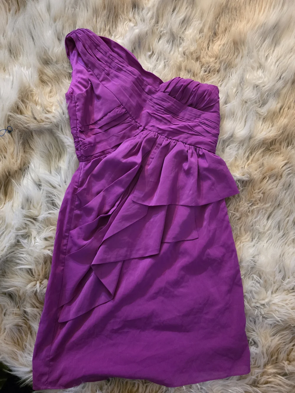 ModCloth One-Shoulder Purple Ruffled Dress - Picture 2 of 7
